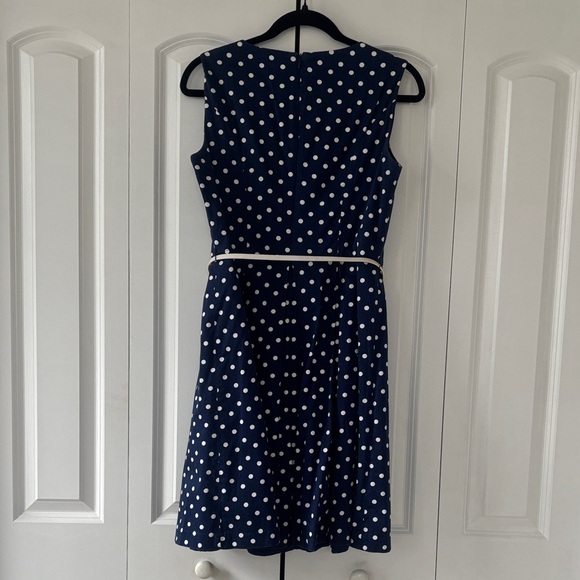 Liz Claiborne Navy and White Polka Dot Midi Dress - Picture 6 of 7